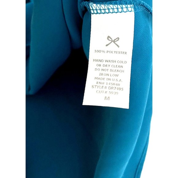 Everly Ruffled Tie Front V Neck Dress Sleeveless Mini Shift Teal Sz: M Polyester - Picture 7 of 8